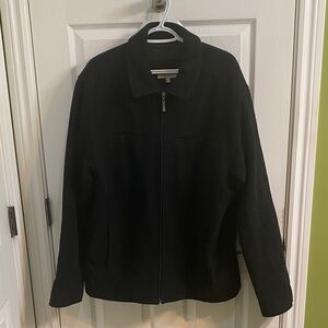 RW&CO Men’s Wool Blend Full Zip Black Jacket Coat Size Large Office Winter